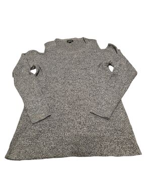 Torrid Women's Plus Size 3 Open-Shoulder Marled Knit Sweater - Gray